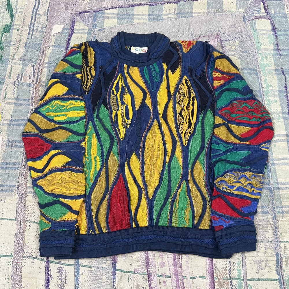Vintage COOGI Sweater 3D Cotton Knit Size Small SS, Colorful RN# 74095